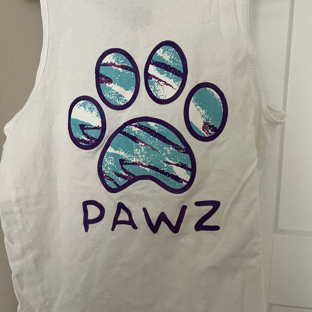PAWZ Gildan White Fitted Sleeveless Tank Top - Picture 4 of 4